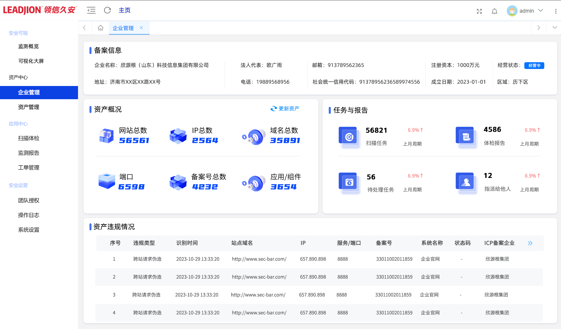 网站云监测平台系统与大屏设计全景展示